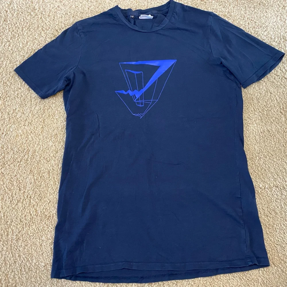Gymshark Shirt Blue Performance Spell Out Gym Workout Gains Lifter size M